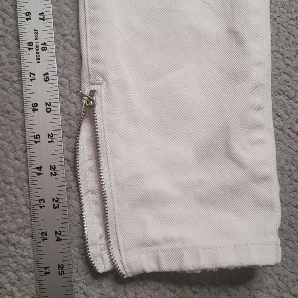 ONE Teaspoon Jeans 27 White Denim Trashed Free Birds Low Waist Skinny Ankle Zip - Picture 12 of 12